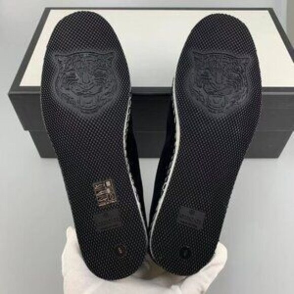 NIB Authentic Gucci Velvet Embellished Loafer In Black main image 5